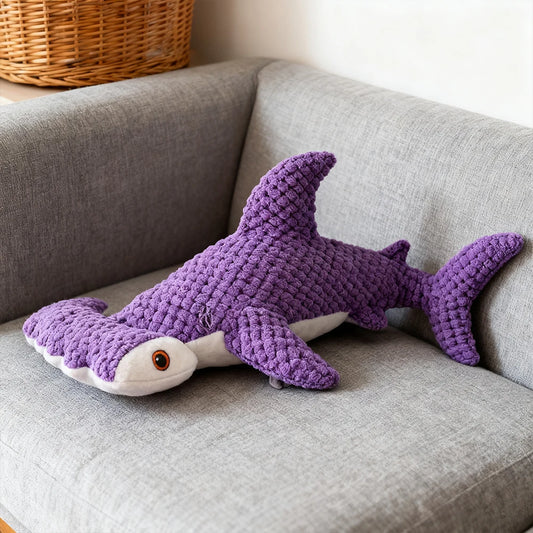 Pet Bite-Resistant Plush Interactive Toy with Sound, Shark-Shaped, Suitable for Large, Medium, and Small Pets Such as Cats and Dogs, Double-Layer Fabric, Built-In Airbag
