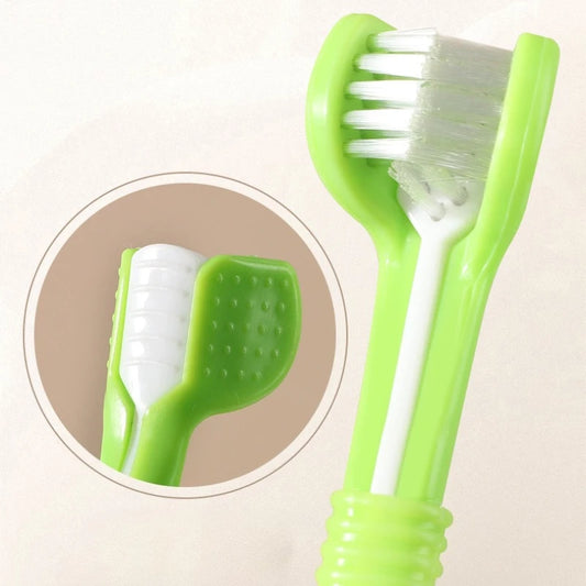 Pet Cleaning Toothbrush Cat Dog Beauty 3-Headed Toothbrush Clean Remover Teeth Stones Scraper Pet Cleaning Supplies