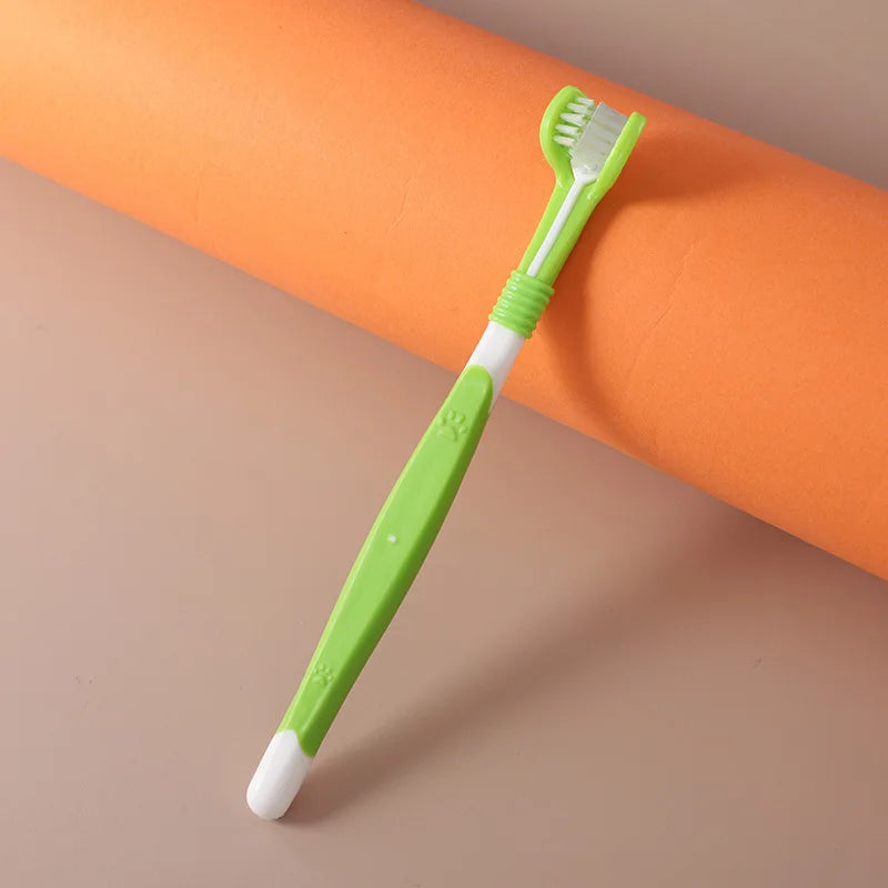 Pet Cleaning Toothbrush Cat Dog Beauty 3-Headed Toothbrush Clean Remover Teeth Stones Scraper Pet Cleaning Supplies