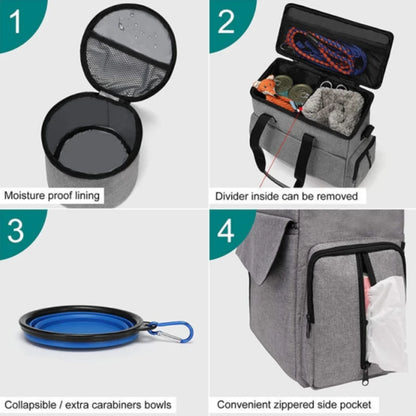 Multifunctional Pet Snack Storage Backpack with Zipper Closure - Portable Travel Bag for Outdoor Activities with Pets