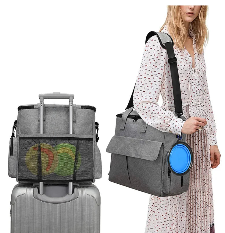 Multifunctional Pet Snack Storage Backpack with Zipper Closure - Portable Travel Bag for Outdoor Activities with Pets