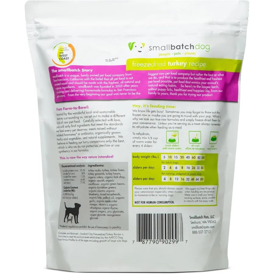 Pets Freeze Dried Raw Dog Food Turkey Recipe 25 oz Organic High Protein Dog Food Grain Free Made in The USA Humanely Raised Mea