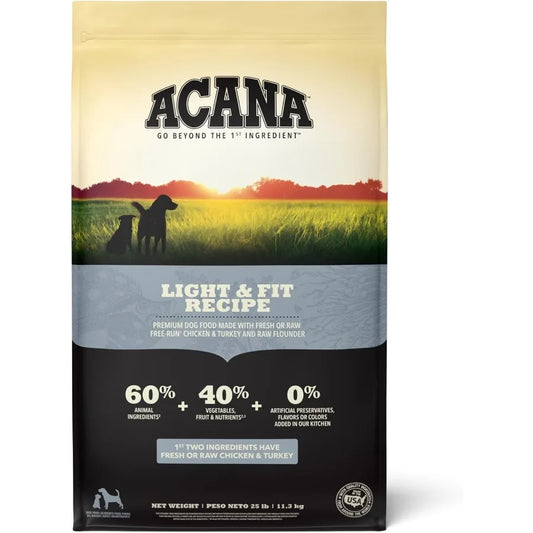 Grain Free Dry Dog Food Light and Fit Recipe 25lb Bag