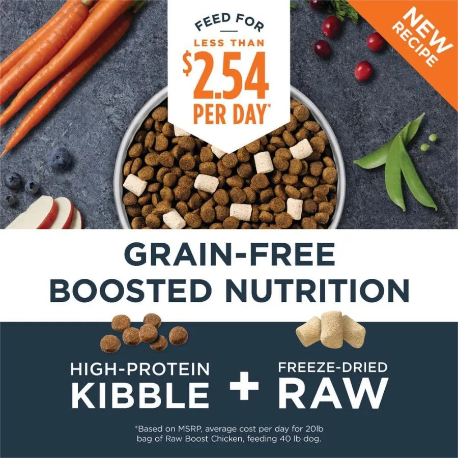 Raw Boost Natural Dry Dog Food with Freeze Dried Pieces High Protein Grain Free Recipe - Real Chicken 10 lb. Bag