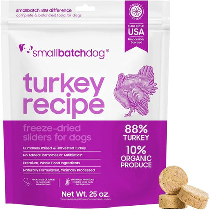 Pets Freeze Dried Raw Dog Food Turkey Recipe 25 oz Organic High Protein Dog Food Grain Free Made in The USA Humanely Raised Mea