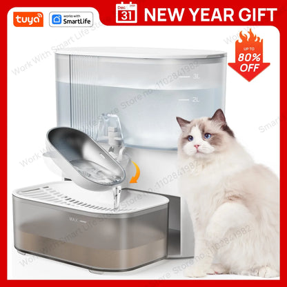 3L Pet Water Fountain,No Filter,Rechargeable Automatic Water Dispenser forCat&Small Dog,Wastewater Separation Always Fresh Water