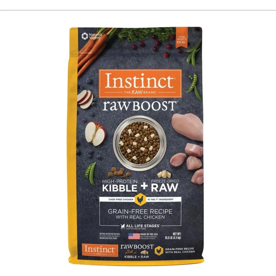 Raw Boost Natural Dry Dog Food with Freeze Dried Pieces High Protein Grain Free Recipe - Real Chicken 10 lb. Bag