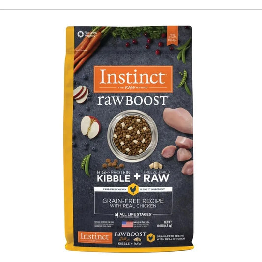 Raw Boost Natural Dry Dog Food with Freeze Dried Pieces High Protein Grain Free Recipe - Real Chicken 10 lb. Bag