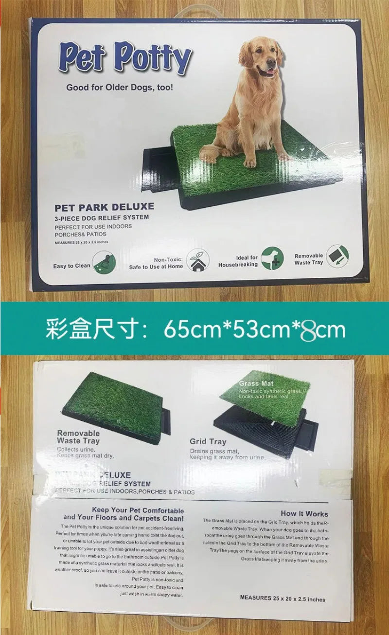 Pet Artificial Grass Urine Pad Dog Training Pee Mat with Drawer Easy Clean Drainage Hole Pet Indoor Outdoor Cleaning Accessories