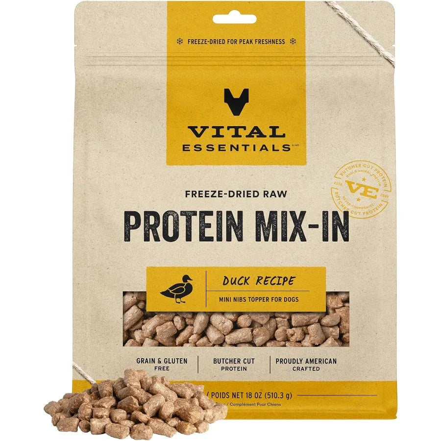 Freeze Dried Raw Protein Mix-in Dog Food Topper Duck Mini Nibs Topper for Dogs 18 oz