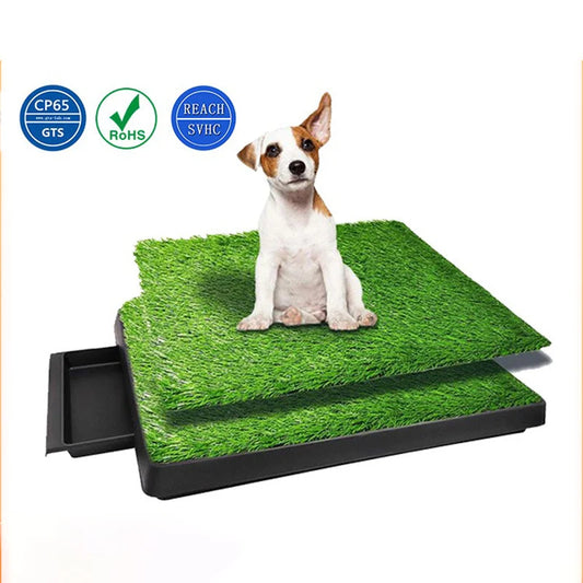 Pet Artificial Grass Urine Pad Dog Training Pee Mat with Drawer Easy Clean Drainage Hole Pet Indoor Outdoor Cleaning Accessories