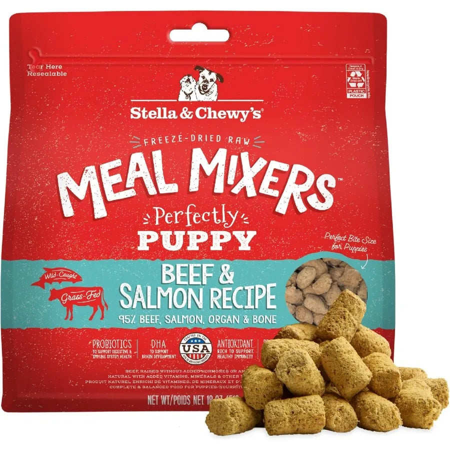 Freeze Dried Raw Meal Mixers Crafted for Puppies Grain Free Protein Rich Perfectly Puppy Beef and Salmon Recipe 18 oz Bag