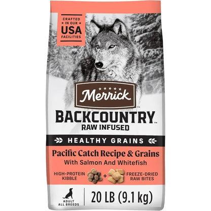 Backcountry Healthy Grains Premium Dog Food Kibble with Freeze Dried Raw Pieces Pacific Catch Recipe - 20.0 lb. Bag