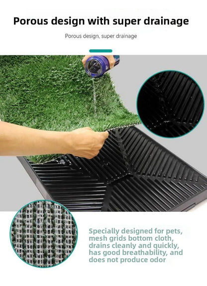 Pet Artificial Grass Urine Pad Dog Training Pee Mat with Drawer Easy Clean Drainage Hole Pet Indoor Outdoor Cleaning Accessories