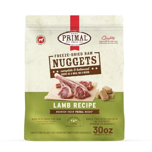 Primal Freeze Dried Raw Dog Food Nuggets Lamb Complete and Balanced Meal Also Use as Topper or Treat Premium Healthy Grain Free