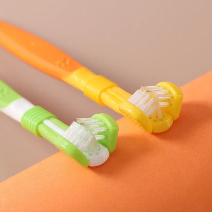 Pet Cleaning Toothbrush Cat Dog Beauty 3-Headed Toothbrush Clean Remover Teeth Stones Scraper Pet Cleaning Supplies