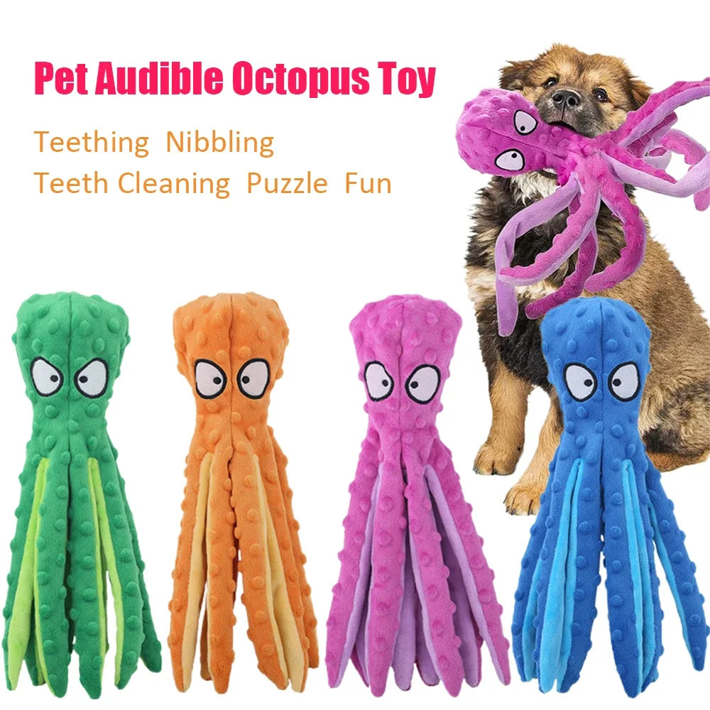 Dog Vocal Toys Octopus Non-stuffed Soft Plush Toy Puppy Educational Teething Chew Toys Durable Pet Supplies