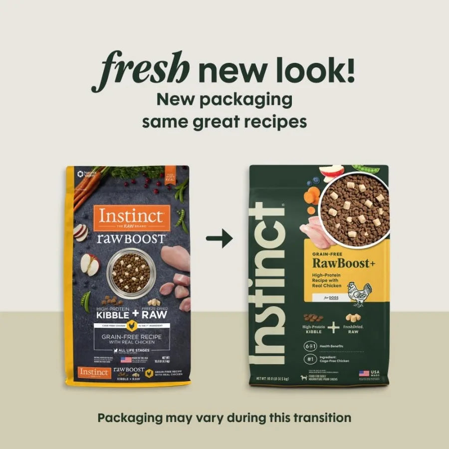 Raw Boost Natural Dry Dog Food with Freeze Dried Pieces High Protein Grain Free Recipe - Real Chicken 10 lb. Bag