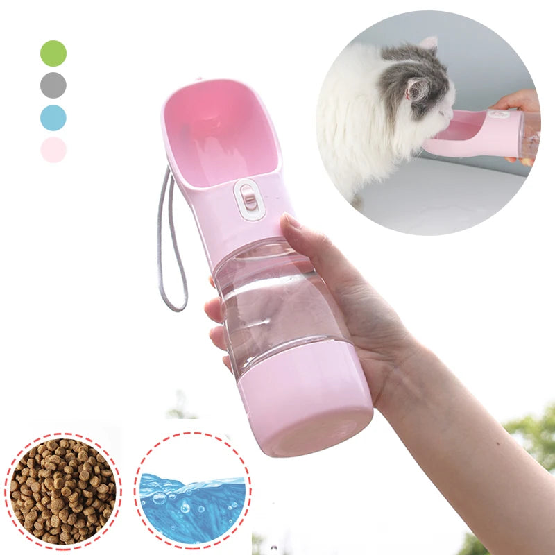 Portable Dog Water Bottle Dispenser 2 In 1 Pet Food And Water Feeder Outdoor Walking Hiking Drinking Bowls For Small Cats Dogs