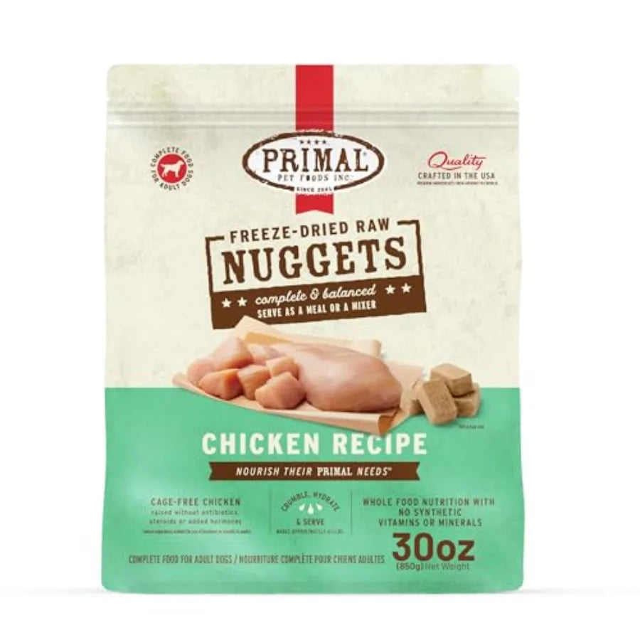 Primal Freeze Dried Dog Food Nuggets Chicken; Complete Balanced Meal Topper or Treat; Premium Healthy Grain Free High Protein R