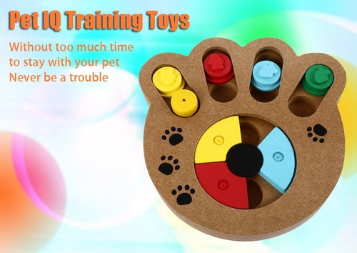Wooden Paw Shape Treat Food IQ Training Pet Toy